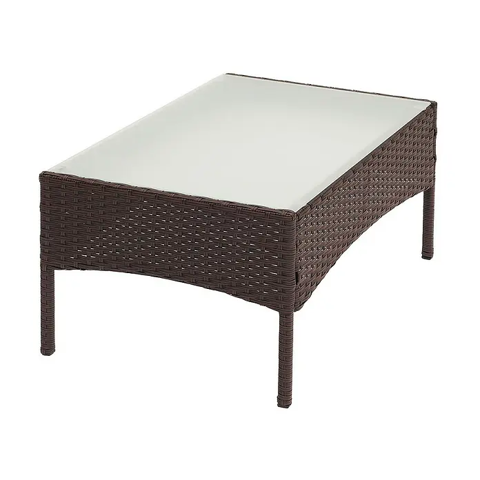 Proregal Gartentisch Andi aus Poly-Rattan - L x B x H: 48 x 79 x 38 cm, Poly-Rattan, Rechteckig, Braun