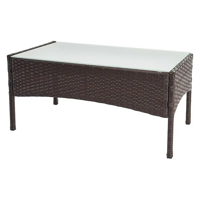 Proregal Gartentisch Andi aus Poly-Rattan - L x B x H: 48 x 79 x 38 cm, Poly-Rattan, Rechteckig, Braun