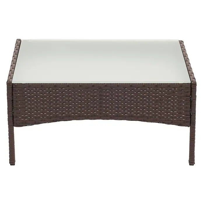 Proregal Gartentisch Andi aus Poly-Rattan - L x B x H: 48 x 79 x 38 cm, Poly-Rattan, Rechteckig, Braun