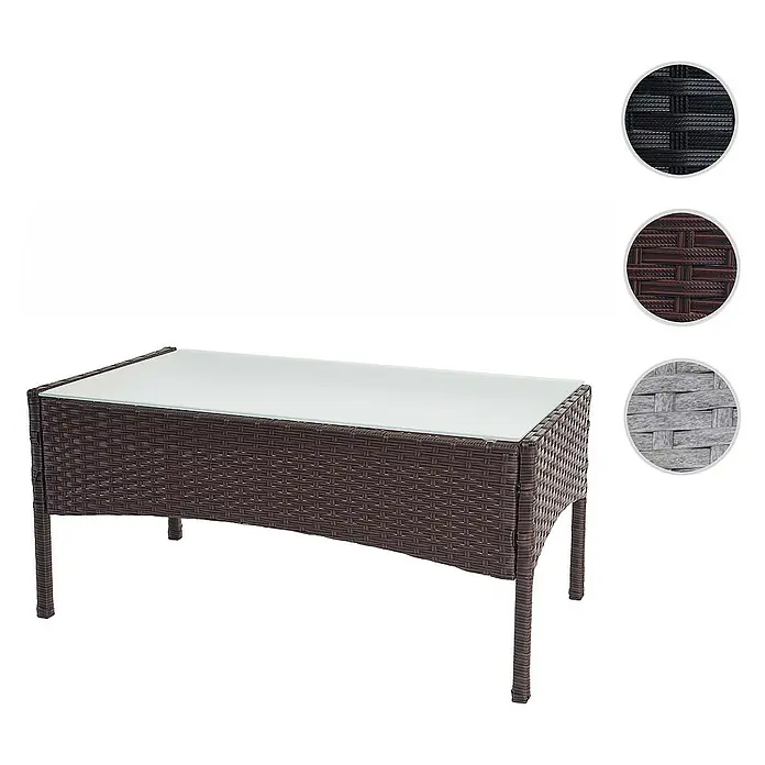 Proregal Gartentisch Andi aus Poly-Rattan - L x B x H: 48 x 79 x 38 cm, Poly-Rattan, Rechteckig, Braun
