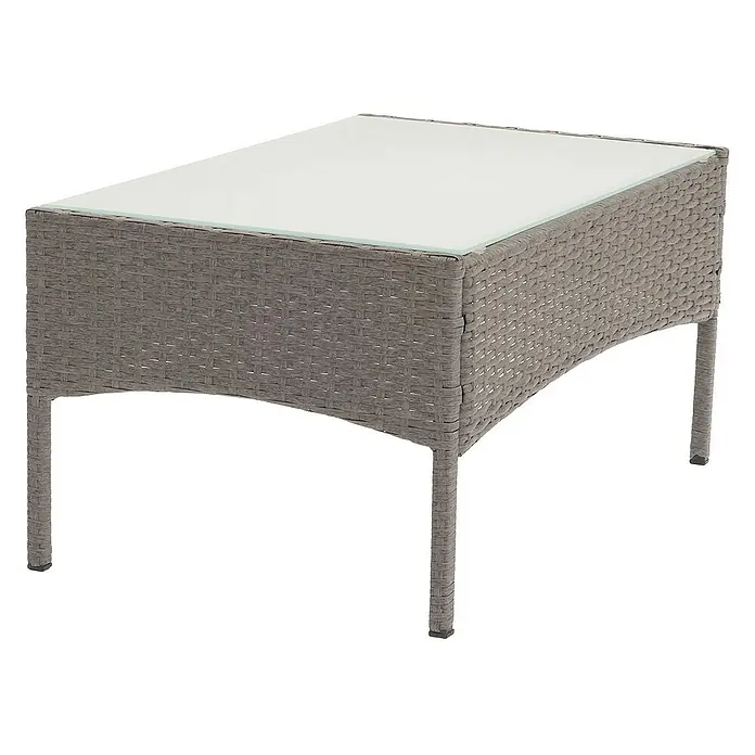 Proregal Gartentisch Andi aus Poly-Rattan - L x B x H: 48 x 79 x 38 cm, Poly-Rattan, Rechteckig, Grau