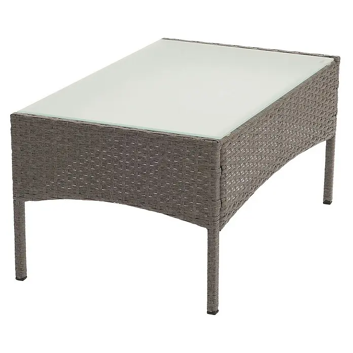 Proregal Gartentisch Andi aus Poly-Rattan - L x B x H: 48 x 79 x 38 cm, Poly-Rattan, Rechteckig, Grau