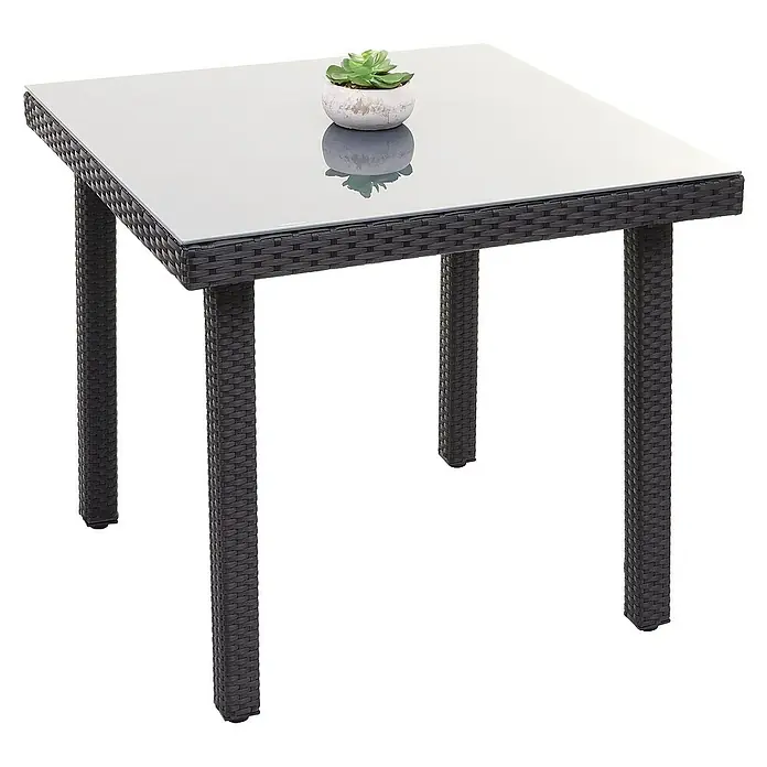 Proregal Gartentisch Mattis aus Poly-Rattan - L x B x H: 80 x 80 x 74,5 cm, Poly-Rattan, Rechteckig, Schwarz