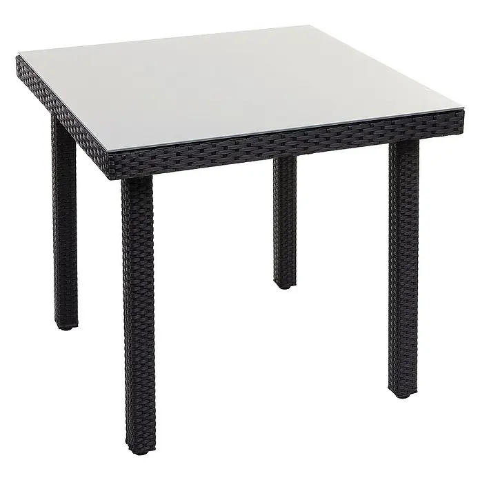Proregal Gartentisch Mattis aus Poly-Rattan - L x B x H: 80 x 80 x 74,5 cm, Poly-Rattan, Rechteckig, Schwarz