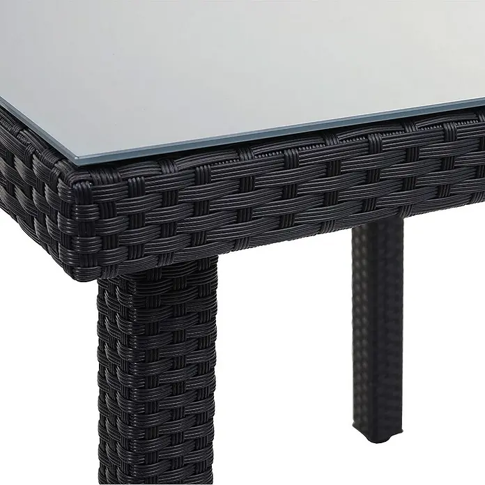 Proregal Gartentisch Mattis aus Poly-Rattan - L x B x H: 80 x 80 x 74,5 cm, Poly-Rattan, Rechteckig, Schwarz
