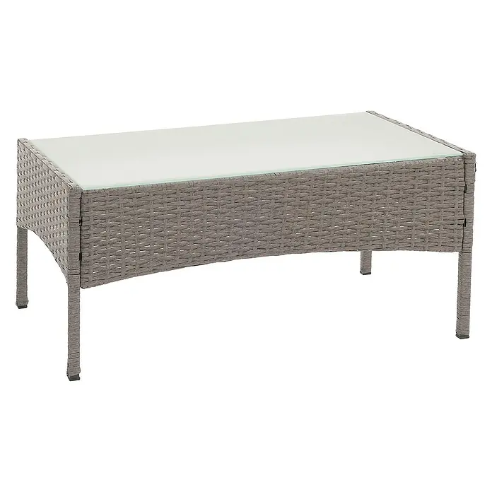 Proregal Gartentisch Andi aus Poly-Rattan - L x B x H: 48 x 79 x 38 cm, Poly-Rattan, Rechteckig, Grau