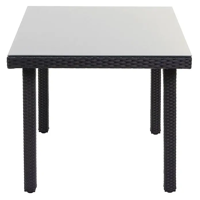 Proregal Gartentisch Mattis aus Poly-Rattan - L x B x H: 80 x 80 x 74,5 cm, Poly-Rattan, Rechteckig, Schwarz