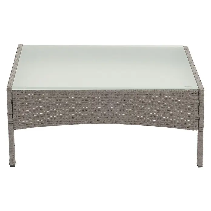Proregal Gartentisch Andi aus Poly-Rattan - L x B x H: 48 x 79 x 38 cm, Poly-Rattan, Rechteckig, Grau