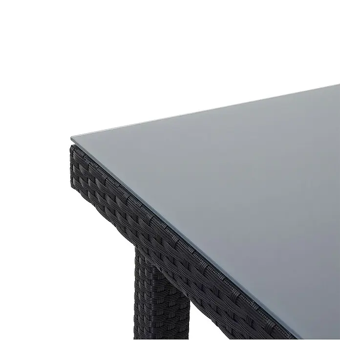 Proregal Gartentisch Mattis aus Poly-Rattan - L x B x H: 80 x 80 x 74,5 cm, Poly-Rattan, Rechteckig, Schwarz