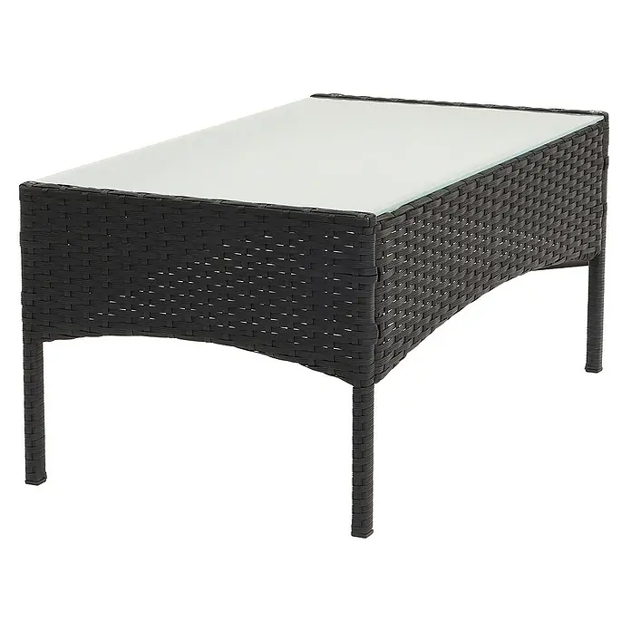 Proregal Gartentisch Andi aus Poly-Rattan - L x B x H: 48 x 79 x 38 cm, Poly-Rattan, Rechteckig, Anthrazit