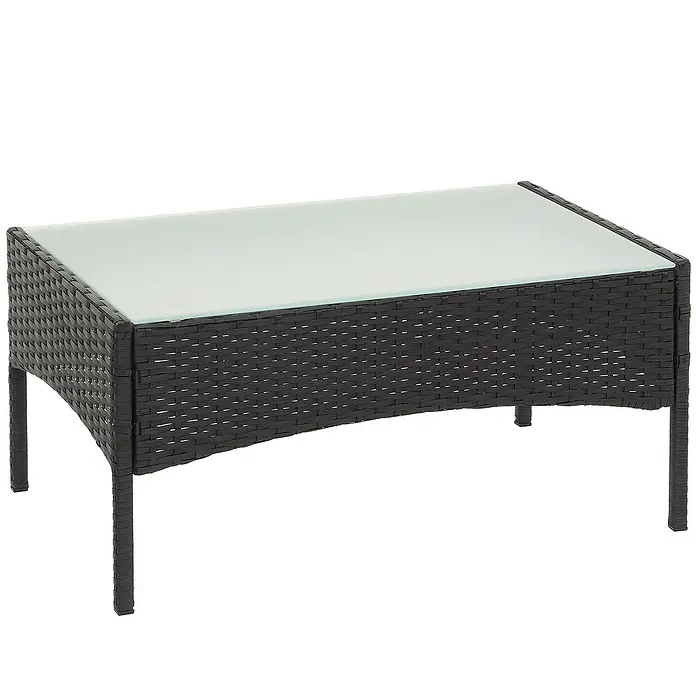 Proregal Gartentisch Andi aus Poly-Rattan - L x B x H: 48 x 79 x 38 cm, Poly-Rattan, Rechteckig, Anthrazit