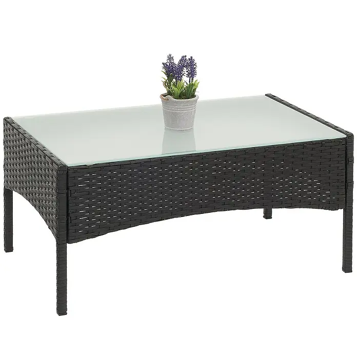 Proregal Gartentisch Andi aus Poly-Rattan - L x B x H: 48 x 79 x 38 cm, Poly-Rattan, Rechteckig, Anthrazit