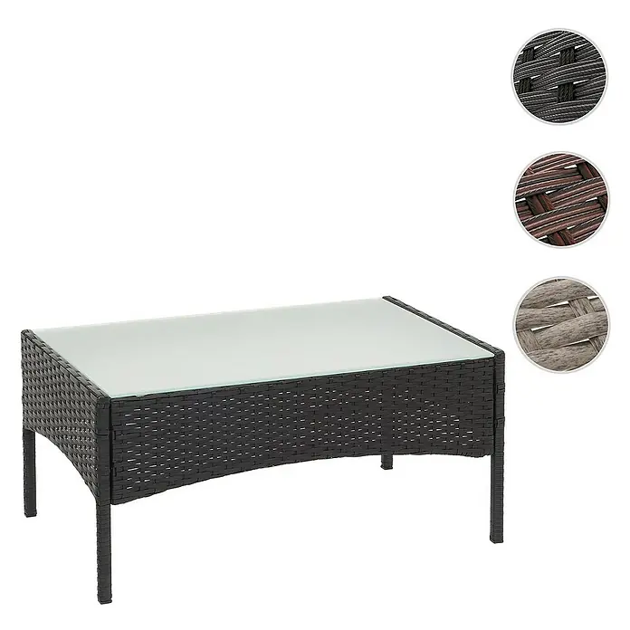 Proregal Gartentisch Andi aus Poly-Rattan - L x B x H: 48 x 79 x 38 cm, Poly-Rattan, Rechteckig, Anthrazit