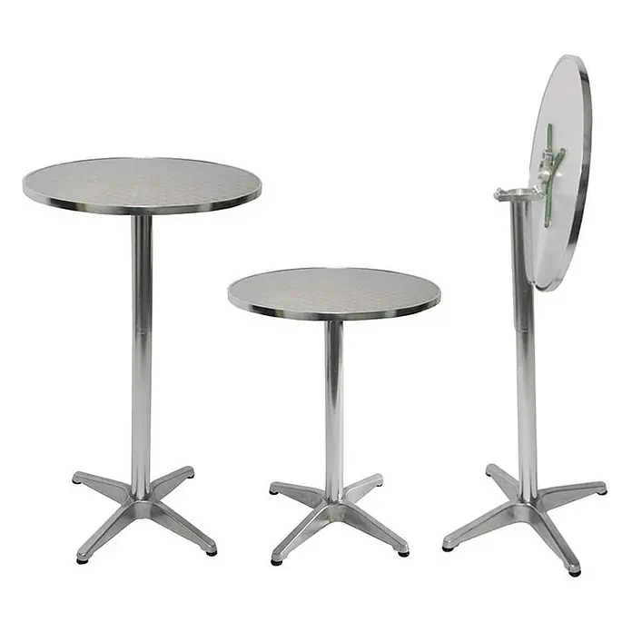 Chefgastro Gartentisch 10er-Set Alu-Stehtisch - L x B x H: 60 x 60 x 110 cm, Rund, Silber