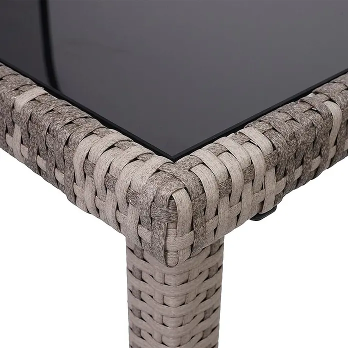 Proregal Gartentisch Poly-Rattan - Poly-Rattan, Rechteckig, Grau-Braun