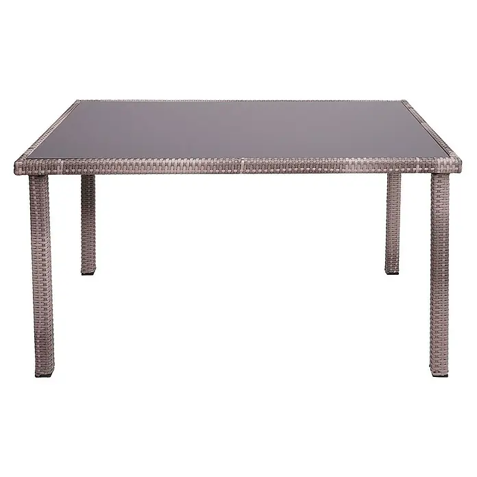 Proregal Gartentisch Poly-Rattan - Poly-Rattan, Rechteckig, Grau-Braun