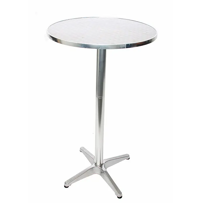 Chefgastro Gartentisch Alu-Stehtisch + Bistrotisch - L x B x H: 60 x 60 x 110 cm, Rund, Silber