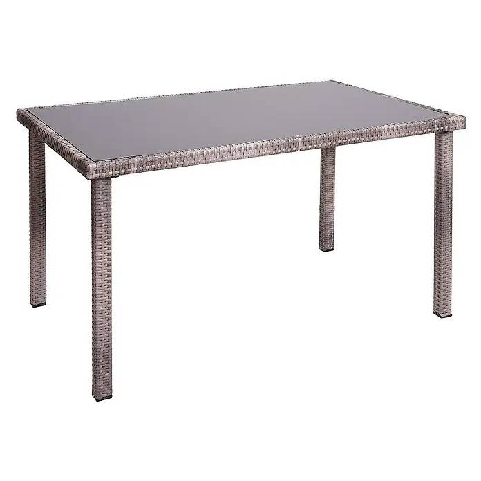 Proregal Gartentisch Poly-Rattan - Poly-Rattan, Rechteckig, Grau-Braun