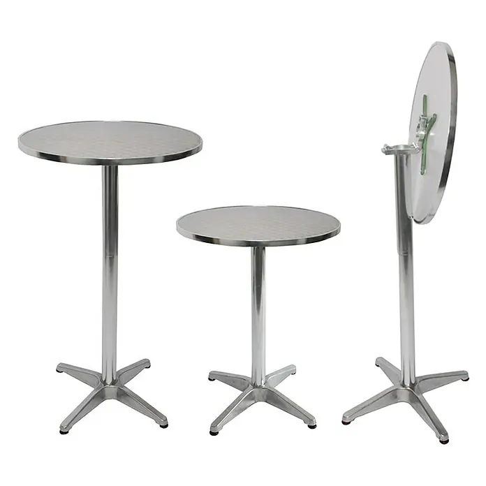 Chefgastro Gartentisch Alu-Stehtisch + Bistrotisch - L x B x H: 60 x 60 x 110 cm, Rund, Silber