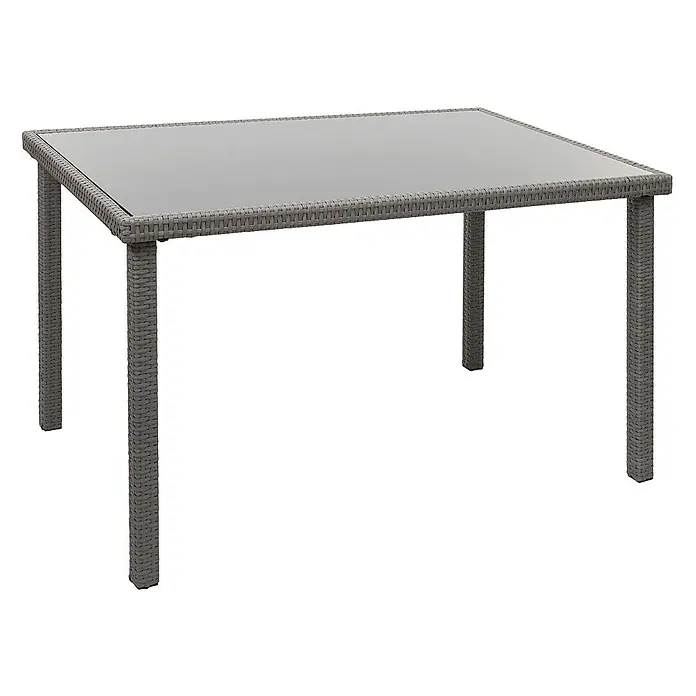 Proregal Gartentisch Poly-Rattan - L x B x H: 75 x 120 x 71 cm, Poly-Rattan, Rechteckig, Grau