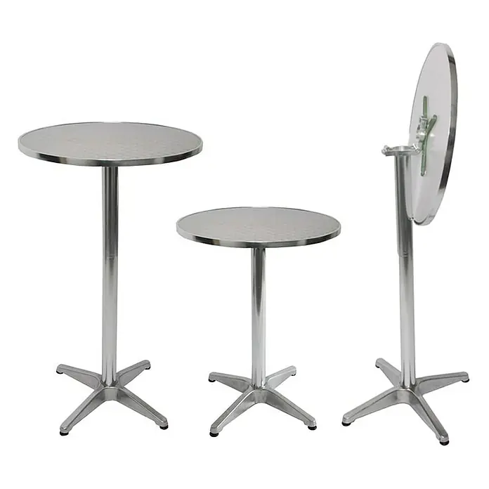 Chefgastro Gartentisch Alu-Stehtisch + Bistrotisch - L x B x H: 60 x 60 x 110 cm, Rund, Silber