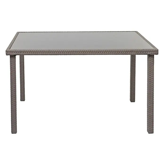 Proregal Gartentisch Poly-Rattan - L x B x H: 75 x 120 x 71 cm, Poly-Rattan, Rechteckig, Grau