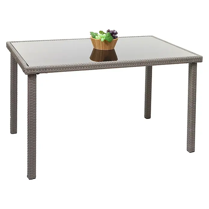 Proregal Gartentisch Poly-Rattan - L x B x H: 75 x 120 x 71 cm, Poly-Rattan, Rechteckig, Grau