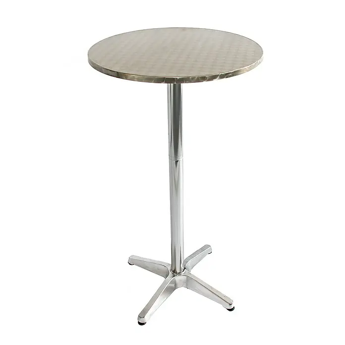 Chefgastro Gartentisch Alu-Stehtisch + Bistrotisch - L x B x H: 60 x 60 x 110 cm, Rund, Silber