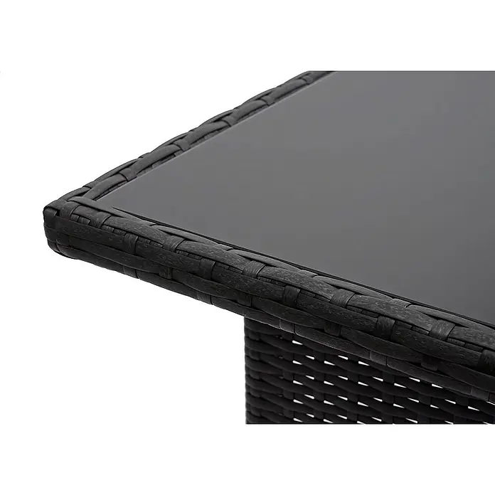 Proregal Gartentisch Poly-Rattan Esstisch - L x B x H: 60 x 112 x 68,5 cm, Poly-Rattan, Rechteckig, Schwarz