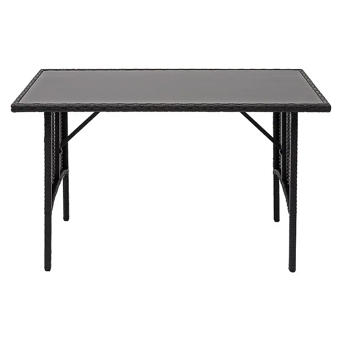 Proregal Gartentisch Poly-Rattan Esstisch - L x B x H: 60 x 112 x 68,5 cm, Poly-Rattan, Rechteckig, Schwarz