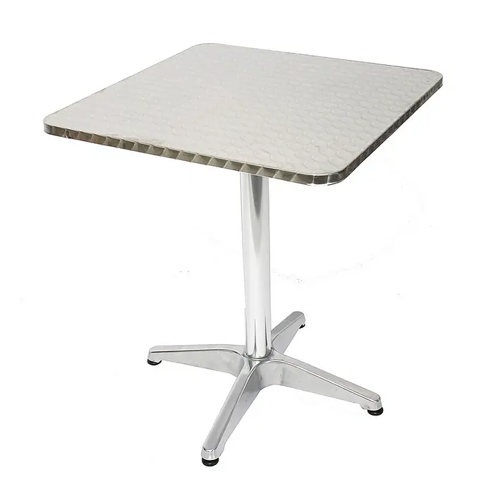 Chefgastro Gartentisch Alu-Bistrotisch - L x B x H: 60 x 60 x 70 cm, Rechteckig, Silber