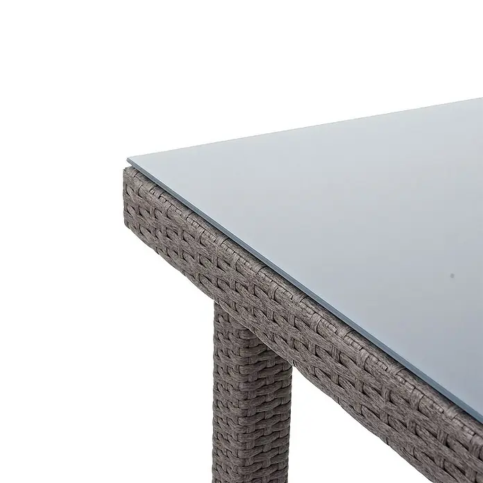 Proregal Gartentisch Mattis aus Poly-Rattan - L x B x H: 80 x 80 x 74,5 cm, Poly-Rattan, Rechteckig, Grau