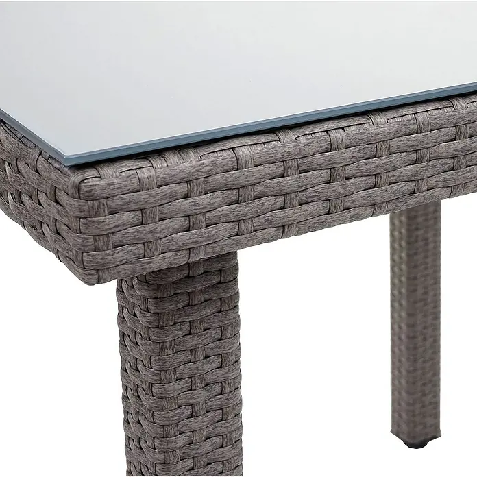 Proregal Gartentisch Mattis aus Poly-Rattan - L x B x H: 80 x 80 x 74,5 cm, Poly-Rattan, Rechteckig, Grau