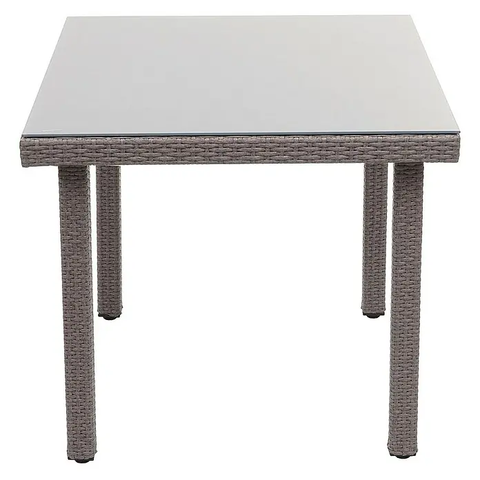 Proregal Gartentisch Mattis aus Poly-Rattan - L x B x H: 80 x 80 x 74,5 cm, Poly-Rattan, Rechteckig, Grau