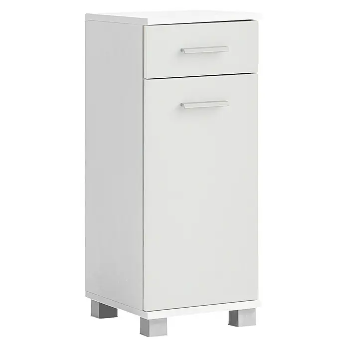 Schildmeyer Palermo Unterschrank - B x T x H: 30 x 32,6 x 75 cm, Weiß, Matt - Ein kompakter, weißer Badezimmerschrank mit zwei Schubladen und minimalistischen Griffen, ideal für kleine Räume.