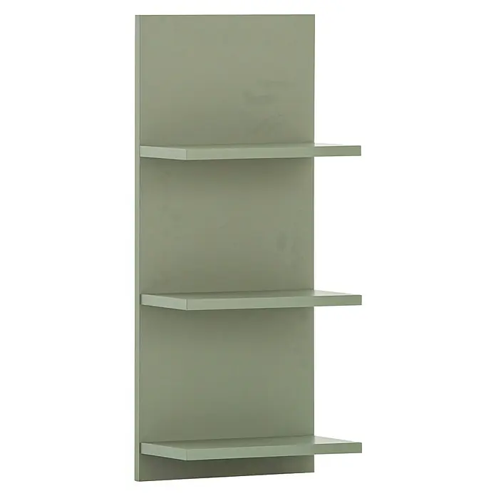 Schildmeyer Palermo Badregal - L x B x H: 17,45 x 30,3 x 70,2 cm, Pistazie - Ein Regal mit drei Fächern. Das Regal ist grünlich und schlicht gestaltet, ideal für Wohn- oder Arbeitsbereiche, die Stauraum benötigen.