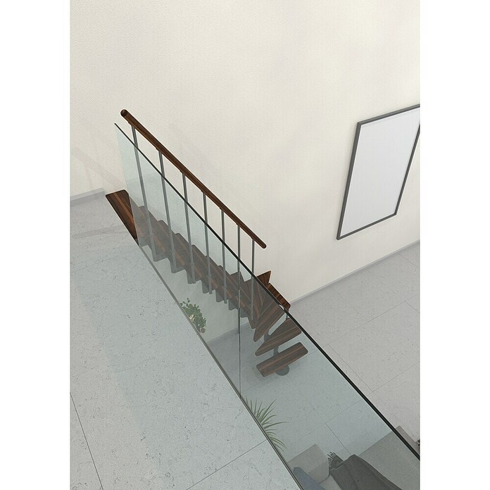 Minka Prostorsko varčne stopnice Joker Turn  (Višina nadstropja: 302,9 cm, Barva stopnice: Oreh, Barva kovine: Siva) | 4792 - Treppen | GBDD - Treppen | GBD - Bauelemente | GB - Bauelemente | G - Holz/Bauelem | BAUHAUS
