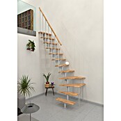 Minka Prostorsko varčne stopnice Joker Turn  (Višina nadstropja: 302,9 cm, Barva stopnice: Bukev, Barva kovine: Bela) | 4792 - Treppen | GBDD - Treppen | GBD - Bauelemente | GB - Bauelemente | G - Holz/Bauelem | BAUHAUS