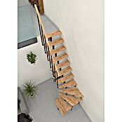 Minka Prostorsko varčne stopnice Joker Turn  (Višina nadstropja: 302,9 cm, Barva stopnice: Bukev, Barva kovine: Črna) | 4792 - Treppen | GBDD - Treppen | GBD - Bauelemente | GB - Bauelemente | G - Holz/Bauelem | BAUHAUS
