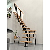 Minka Sporedne stepenice Joker Turn  (Visina kata: 302,9 cm, Boja gazišta: Bukva, Boja metala: Crna) | BAUHAUS