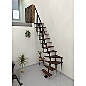 Minka Sporedne stepenice Joker Turn  (Visina kata: 302,9 cm, Boja gazišta: Orah, Boja metala: Crna) | BAUHAUS