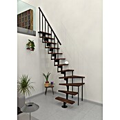 Minka Prostorsko varčne stopnice Joker Turn  (Višina nadstropja: 302,9 cm, Barva stopnice: Oreh, Barva kovine: Črna) | 4792 - Treppen | GBDD - Treppen | GBD - Bauelemente | GB - Bauelemente | G - Holz/Bauelem | BAUHAUS
