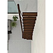 Minka Sporedne stepenice Joker Turn  (Visina kata: 302,9 cm, Boja gazišta: Orah, Boja metala: Crna) | BAUHAUS