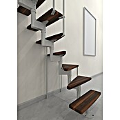 Minka Prostorsko varčne stopnice Joker Turn  (Višina nadstropja: 302,9 cm, Barva stopnice: Oreh, Barva kovine: Bela) | 4792 - Treppen | GBDD - Treppen | GBD - Bauelemente | GB - Bauelemente | G - Holz/Bauelem | BAUHAUS
