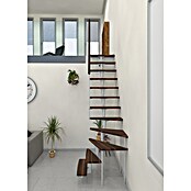 Minka Prostorsko varčne stopnice Joker Turn  (Višina nadstropja: 302,9 cm, Barva stopnice: Oreh, Barva kovine: Bela) | 4792 - Treppen | GBDD - Treppen | GBD - Bauelemente | GB - Bauelemente | G - Holz/Bauelem | BAUHAUS