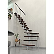 Minka Prostorsko varčne stopnice Joker Turn  (Višina nadstropja: 302,9 cm, Barva stopnice: Oreh, Barva kovine: Bela) | 4792 - Treppen | GBDD - Treppen | GBD - Bauelemente | GB - Bauelemente | G - Holz/Bauelem | BAUHAUS