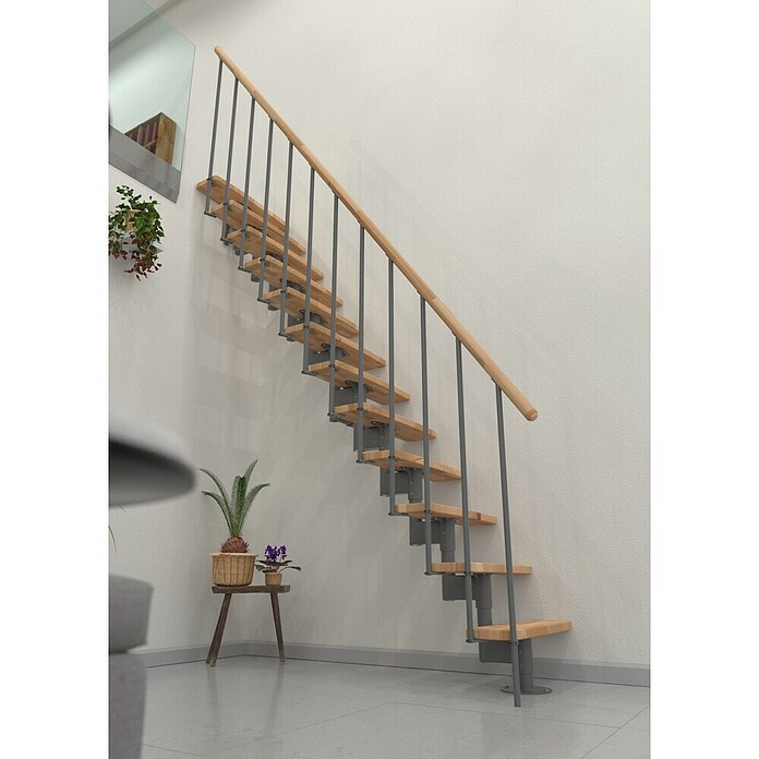 Minka Stopnišče z lestvino Joker  (Širina: 70 cm, Siva, Barva stopnice: Bukev, Višina nadstropja: 302,9 cm) | 4792 - Treppen | GBDD - Treppen | GBD - Bauelemente | GB - Bauelemente | G - Holz/Bauelem | BAUHAUS