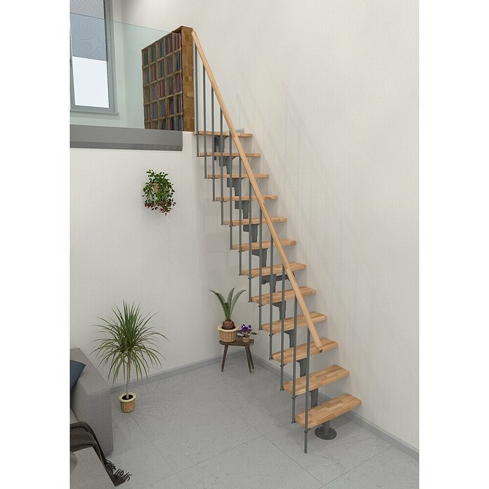 Minka Stopnišče z lestvino Joker  (Širina: 70 cm, Siva, Barva stopnice: Bukev, Višina nadstropja: 302,9 cm) | 4792 - Treppen | GBDD - Treppen | GBD - Bauelemente | GB - Bauelemente | G - Holz/Bauelem | BAUHAUS