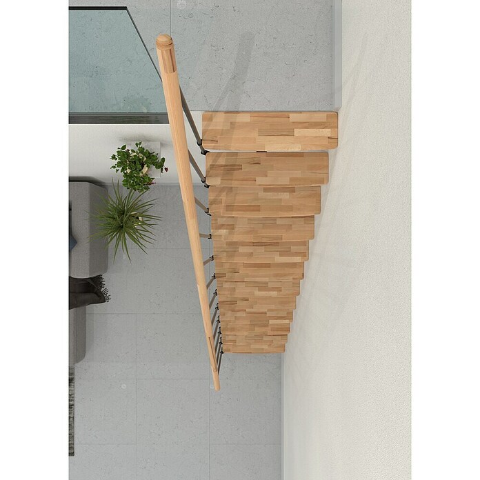 Minka Stepenice s prilagodljivom visinom i dubinom gazišta Joker  (Širina: 70 cm, Crna, Boja gazišta: Bukva, Visina kata: 302,9 cm) | BAUHAUS