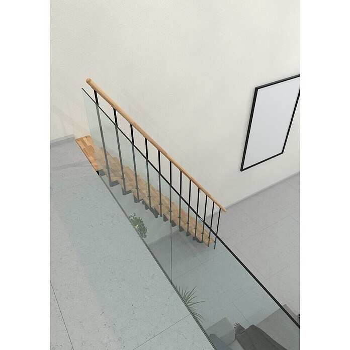 Minka Stepenice s prilagodljivom visinom i dubinom gazišta Joker  (Širina: 70 cm, Crna, Boja gazišta: Bukva, Visina kata: 302,9 cm) | BAUHAUS